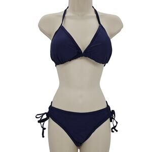 Zando Womans size S String Bikini Halter Triangle 2 Piece Swimsuit Blue NWOT